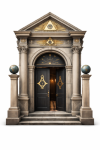 Sur fond blanc se dresse la porte du Temple, immobile et solennelle. Elle ne promet rien, n’explique rien, n’appelle personne. Elle attend.
Passer ce seuil n’est pas un geste anodin : c’est accepter de laisser derrière soi le bruit du monde profane, les certitudes faciles et les illusions modernes. Ce qui se trouve au-delà n’est ni un pouvoir ni un privilège, mais un travail exigeant, lent et parfois inconfortable : celui de se connaître et de se rectifier soi-même.